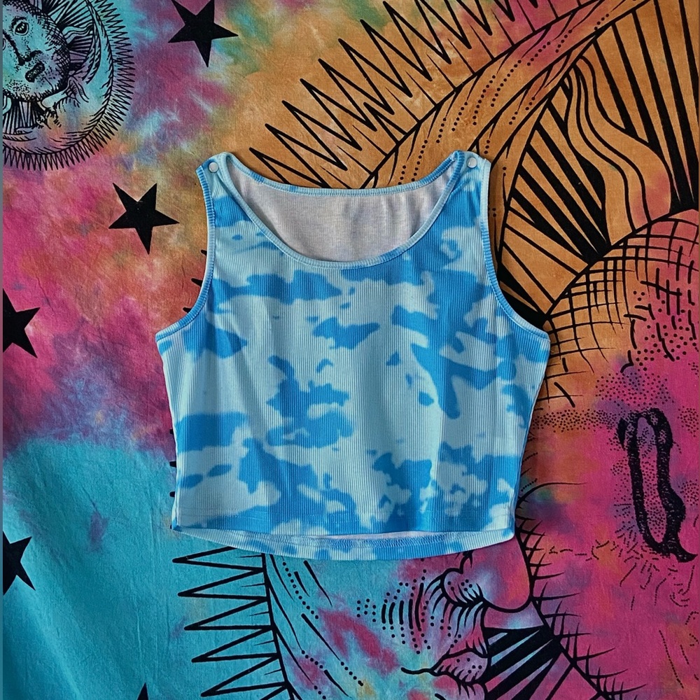 🌀shien blue tie dye crop
